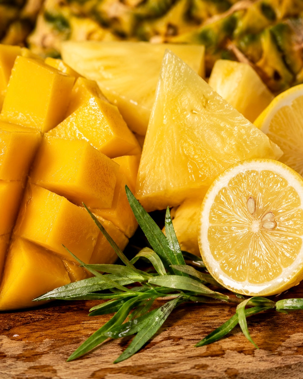 Verse ananas, mango, citroen en dragon, de ingrediënten van Boshi Bahamas