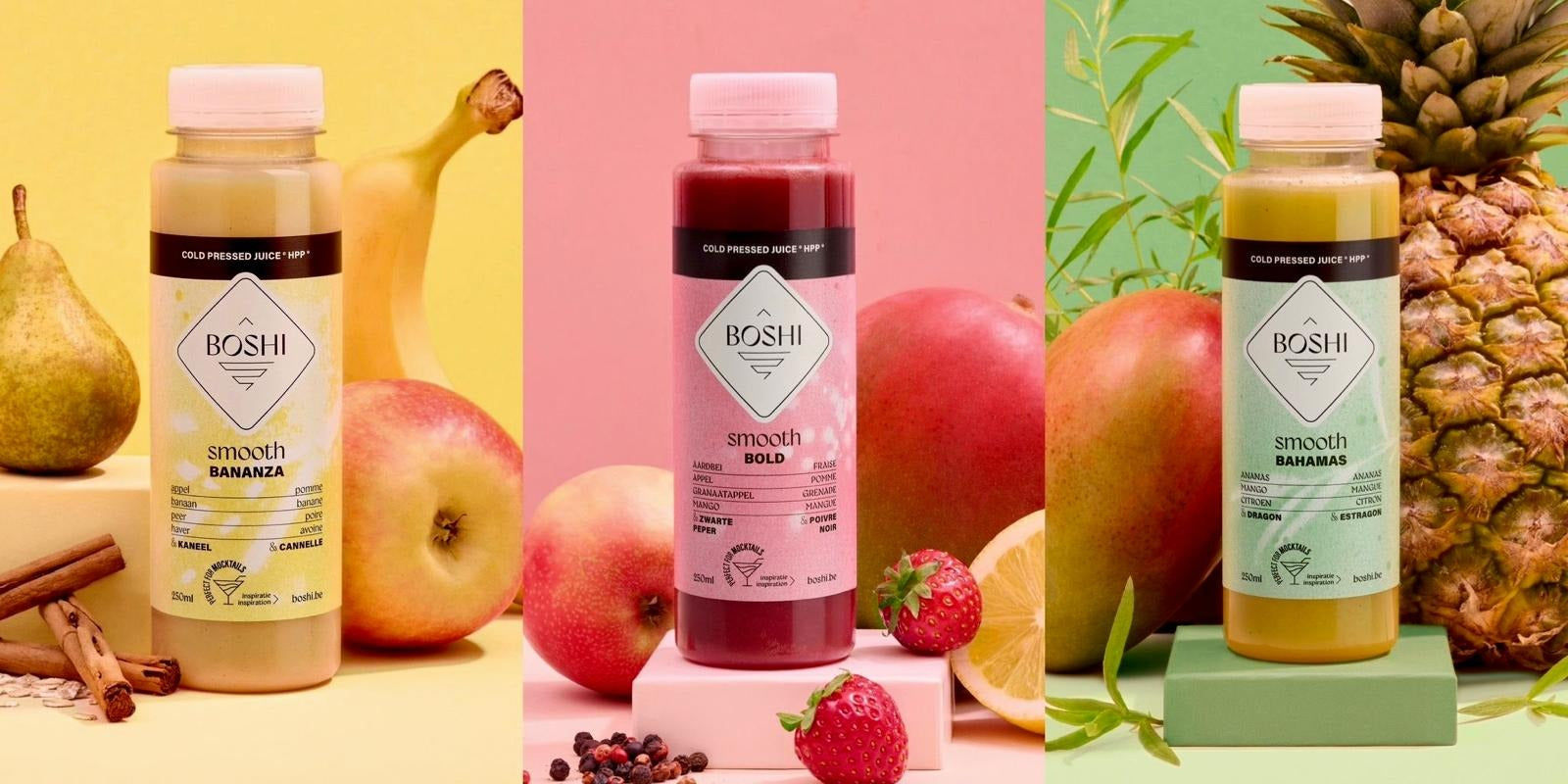Boshi voordeelpakket — Bananza, Bold en Bahamas koudgeperste sappen, 3 boxen